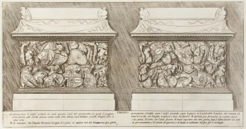Pietro Santi Bartoli, Right and left sides of the column plinth showing the &#39;Throphies&#39;