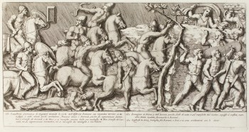Pietro Santi Bartoli, Plate 27: Sarmatian cavalry fleeing the Roman army