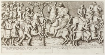 Pietro Santi Bartoli, Plate 26: Emperor Trajan on horseback leading his army against Decebal