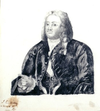 Sir John Everett Millais Bt. PRA, Sketch after a print of Hogarth's portrait of Martin Folkes