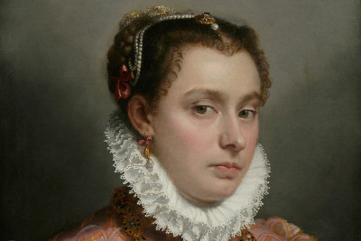 Giovanni Battista Moroni, Portrait of a Young Lady (detail)