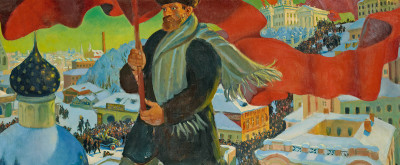 Boris Mikhailovich Kustodiev, The Bolshevik (detail)