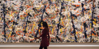 Installation view showing Blue poles by Jackson Pollock in the Abstract Expressionism exhibition.