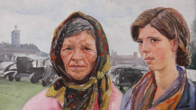 Laura Knight RA, Gypsies at Epsom (detail)