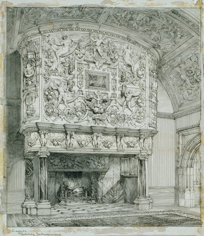W.R. Lethaby in the office of R. Norman Shaw, R.A., Design for Cragside, Rothbury, Northumberland; perspective of drawing-room chimney piece