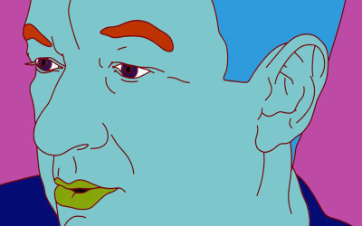 Michael Craig-Martin RA, Self-Portrait (Aqua) (detail)