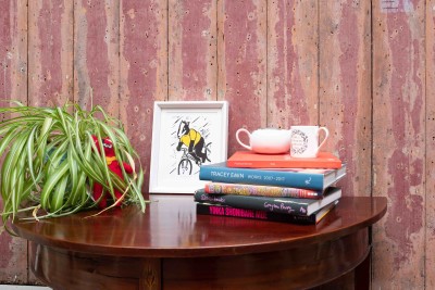 A display featuring Cecilia Rouncefield's 'Yellow Jersey' from the 2018 Summer Exhibition