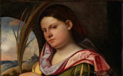 Giovanni Cariani, Saint Agatha (detail)