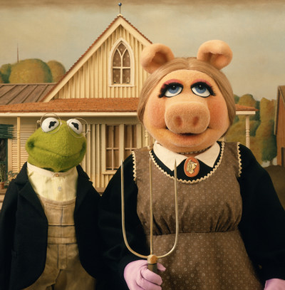 American Gothique, after Grant Wood, from 'Miss Piggy's Treasury of Art Masterpieces from the Kermitage Collection', co-edited by Michael K. Frith