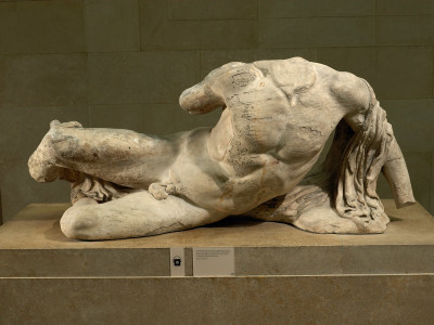 Ilissos. Designed by Phidias, Athens, Greece, , Marble statue of a river god from the West pediment of the Parthenon.