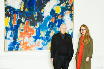 Basil Beattie RA and Aimée Parrott at the ‘Abstract Expressionism’ exhibition at the Royal Academy