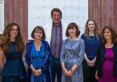 Stephen Fry with the winner and runners up of the Short Story Award