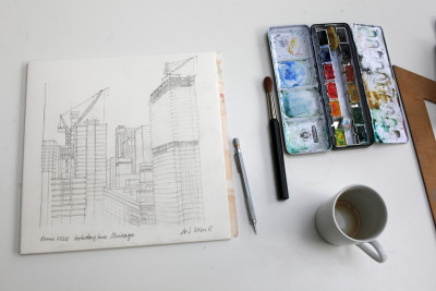 Chris Wilkinson RA's sketchbook and watercolour set