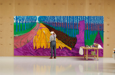 David Hockney painting 'Winter Timber' in Bridlington, July 2009