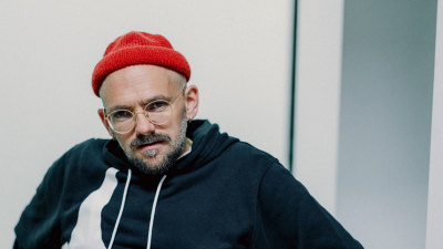 Ryan Gander photographed in his Suffolk studio, in April 2022 by Benjamin McMahon (detail)