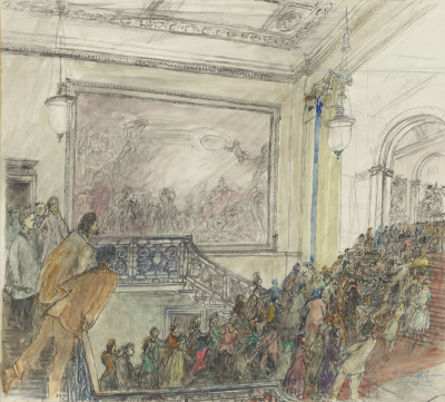 Sir Albert Richardson, PRA, The Starecase at the Royal Academy, preliminary study