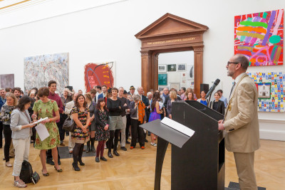 President of the Royal Academy Christopher Le Brun at the Summer Exhibition prizegiving
