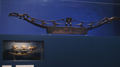 Installation view of the Voyaging and Navigation room in the Oceania exhibition at the Royal Academy of Arts, London