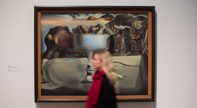 Installation view of the Dalí / Duchamp Exhibition at the Royal Academy of Arts, London, showing Apparition of Face and Fruit Dish on a Beach by Salvador Dalí