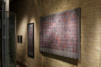 Installation view of YOU LOOK SO GOOD IN STEREO by Amy Petra Woodward in the Gallery Café, Royal Academy of Arts, 2014