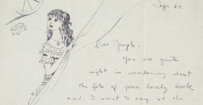 Detail of a letter from Dorothea Tanning to Joseph Cornell, 1945-1965, undated