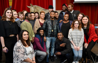 Usher and group in the RA Schools Life Room