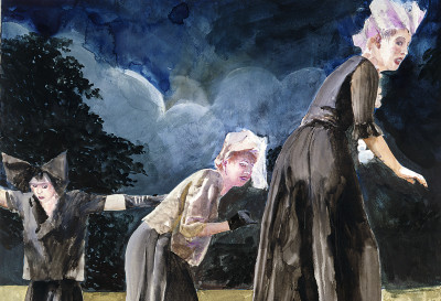 David Remfry RA, Alarmed Stiltwalkers