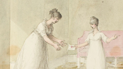George Dance RA, A woman handing a letter to another woman (detail)