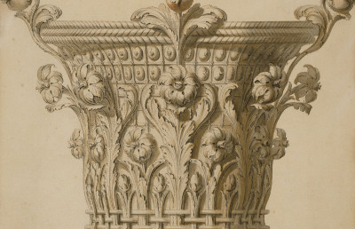 Sir William Chambers RA, Design of a capital illustrating the supposed origin of the Corinthian order: elevation