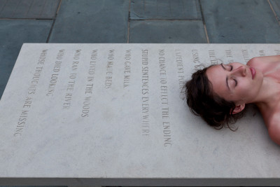 Jenny Holzer, Memorial Bench II: Eye cut by flying glass…