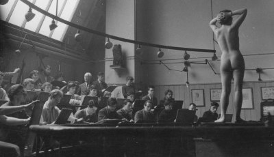 Russell Westwood, Sir Henry Rushbury R.A. with students in the Life Room in the Royal Academy Schools