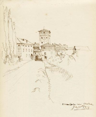 Gilbert Ledward RA, View of the Italian town of Nonatola near Modena
