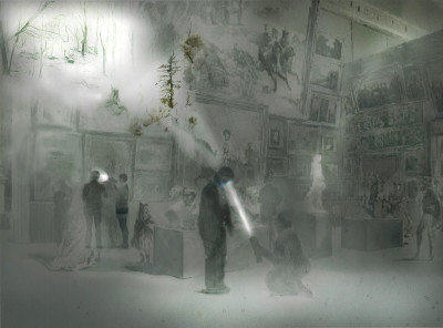 Symphony of a Missing Room. Mixed media on paper.