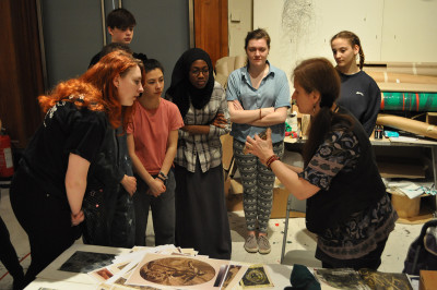 AttRAct students with Anne Desmet in the Learning Studio