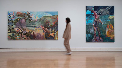 Enasoit, 2019, and Mydas, 2019, by Michael Armitage