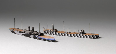 Models of a World War I Dazzle Camouflage Ship