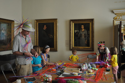 Making straw costumes in the workshop