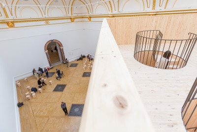 Installation (Blue Pavilion) by Pezo von Ellrichshausen