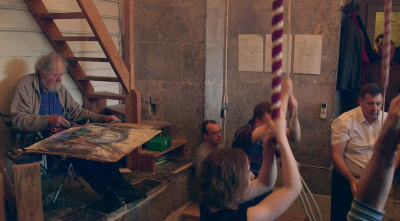 Anthony Eyton RA sketching the bell ringers of Christ Church Spitalfields