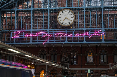 Installation view of Tracey Emin's 'I Want My Time With You' at St Pancras Station