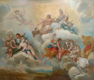 Detail from 'Assembly of the Gods', 1720, at the RA