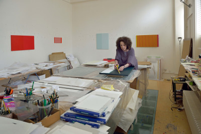 Tess Jaray RA in her studio, 2015