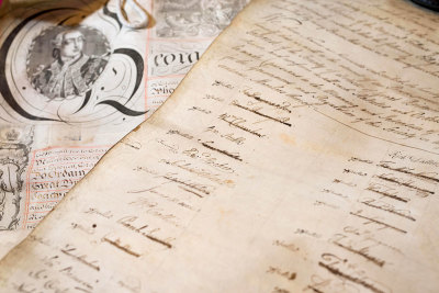 The Royal charter and roll of obligation of the Society of Artists, showing names that were struck off
