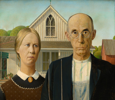 Grant Wood, American Gothic (detail)