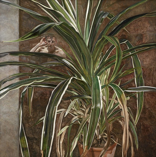 Lucian Freud, Interior with Plant, Reflection Listening, (Self-Portrait)