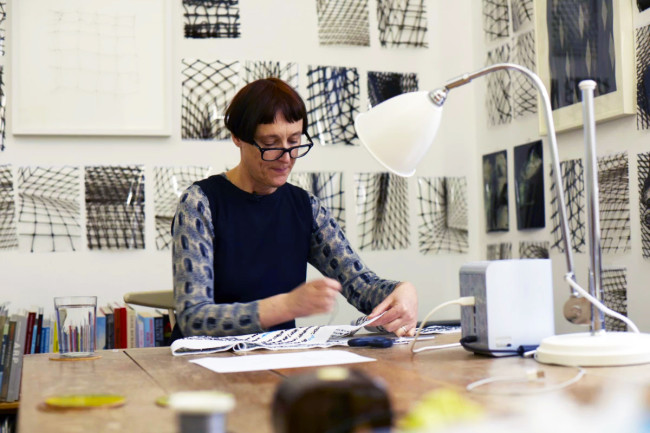 Cornelia Parker RA at work on 'Magna Carta (An Embroidery)', 2015