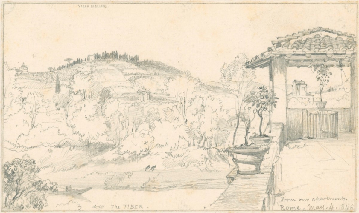 Edward William Cooke RA, View of the Villa Mellini, Rome