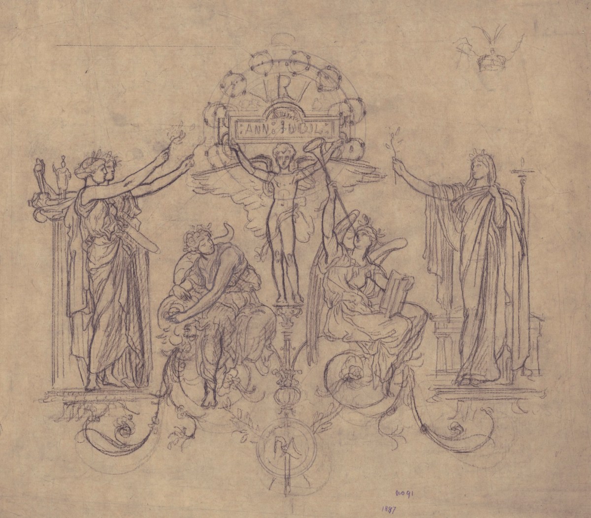 Lord Leighton PRA, Tracing for the reverse of the Queen Victoria Jubilee Medal