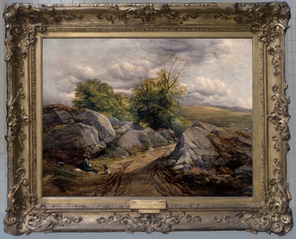 Unknown, Frame for Thomas Creswick RA 'Landscape with artist resting beside a road'