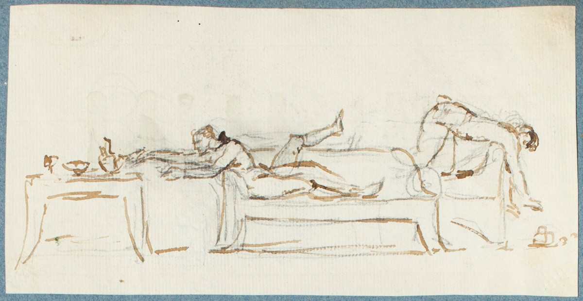George Dance RA, Two men lying on chaise longues